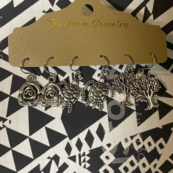 Three Pair Silver-tone Pierced Earrings - Picture 3 of 3